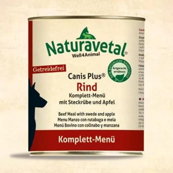 Naturavetal - Canis Plus - Rind Komplett-Menü